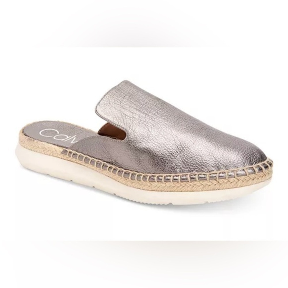 Calvin Klein Slicer Leather Verie Espadrille Style Mules NWOB Sz 8.5.